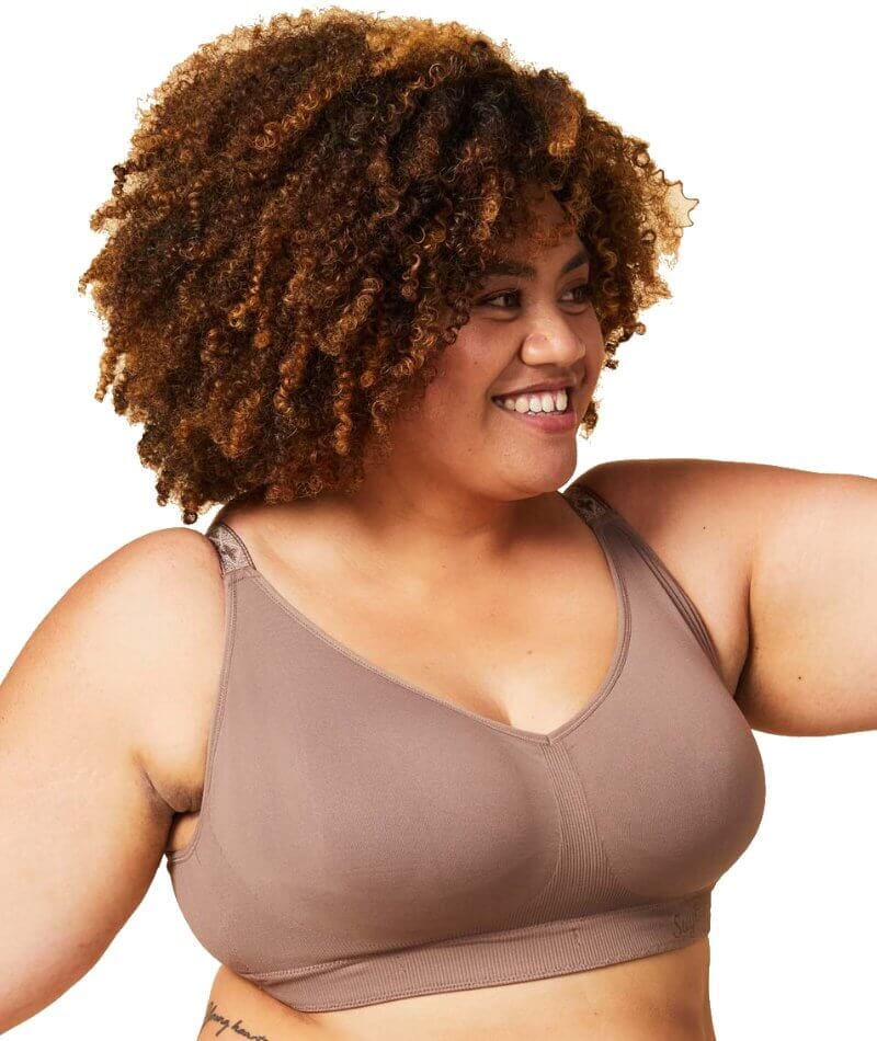 Sugar Candy Fuller Bust Seamless F-HH Cup Wirefree Lounge Bra - Cocoa Bras 