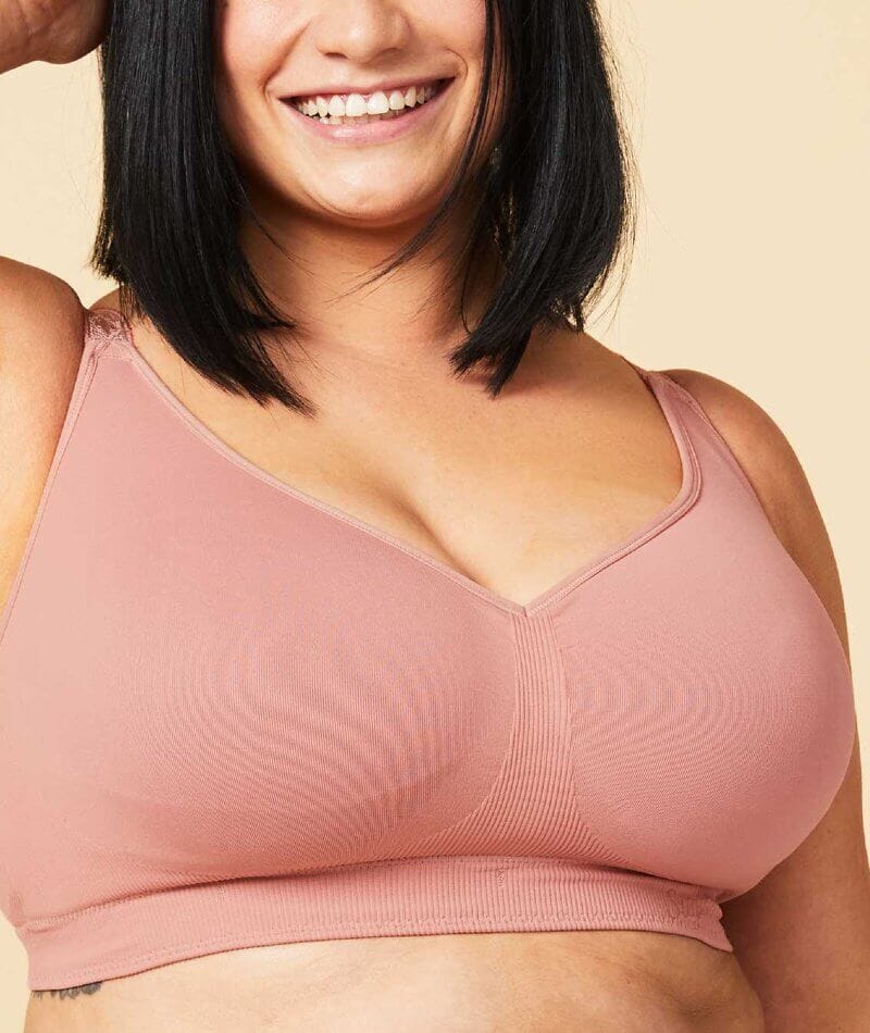 Sugar Candy Fuller Bust Seamless F-HH Cup Wirefree Lounge Bra - Rosewood Bras 