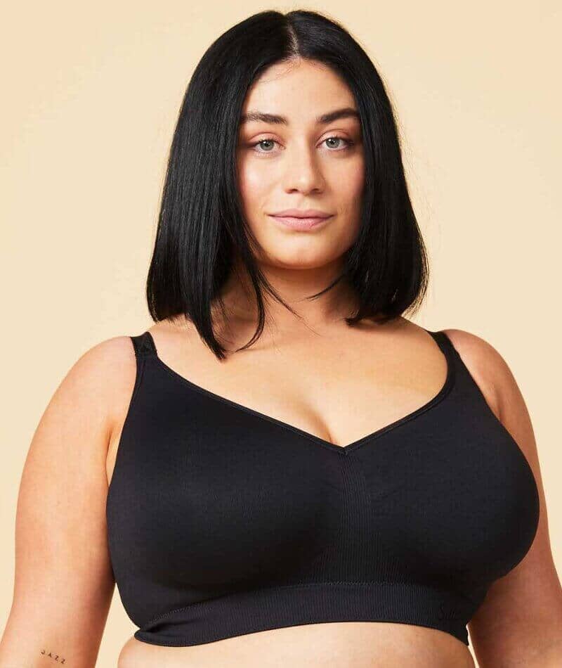 Sugar Candy Fuller Bust Seamless F-HH Cup Wirefree Lounge Bra - Black Bras  
