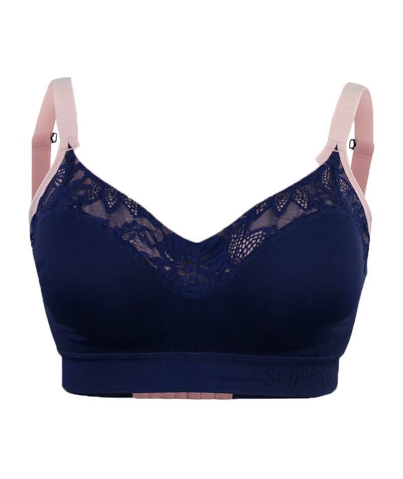 Sugar Candy Lux Fuller Bust Seamless F-HH Cup Wirefree Lounge Bra - Navy Bras 