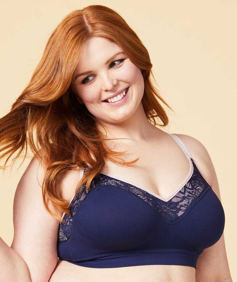 Sugar Candy Lux Fuller Bust Seamless F-HH Cup Wirefree Lounge Bra - Navy Bras 