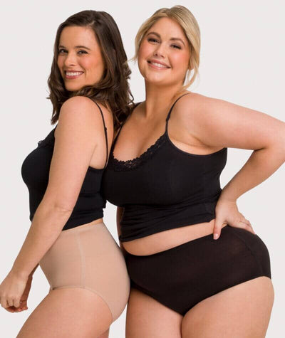 Underbliss Invisibliss No Show Seamless Full Brief 2 pack - Nude/Black Knickers 